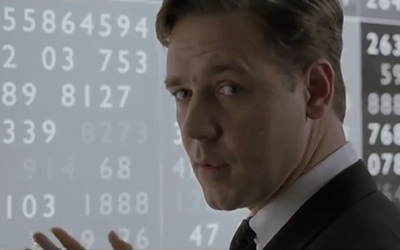 Russell Crowe as John Nash in A Beautiful Mind