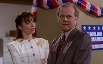 Kim Johnston Ulrich and Ken Kercheval in A Perry Mason Mystery: The Case of the Grimacing Governor (1994) Kim Johnston Ulrich and Ken Kercheval in A Perry Mason Mystery: The Case of the Grimacing Governor (1994)