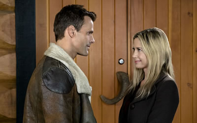 Cameron Mathison and Mira Sorvino in A Christmas to Remember (2016)